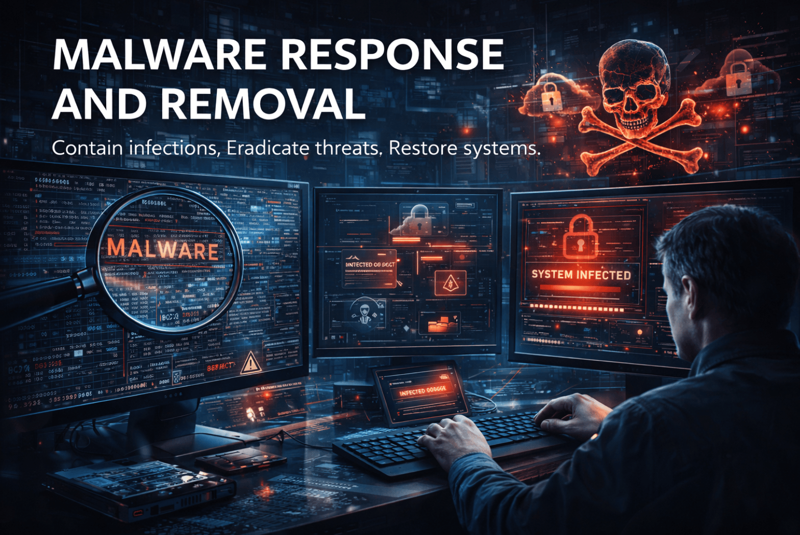 Malware response and removal investigation showing detection and eradication of malicious software